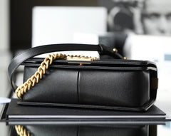 Chanel Leboy Bag – Black Caviar Leather with Gold Hardware