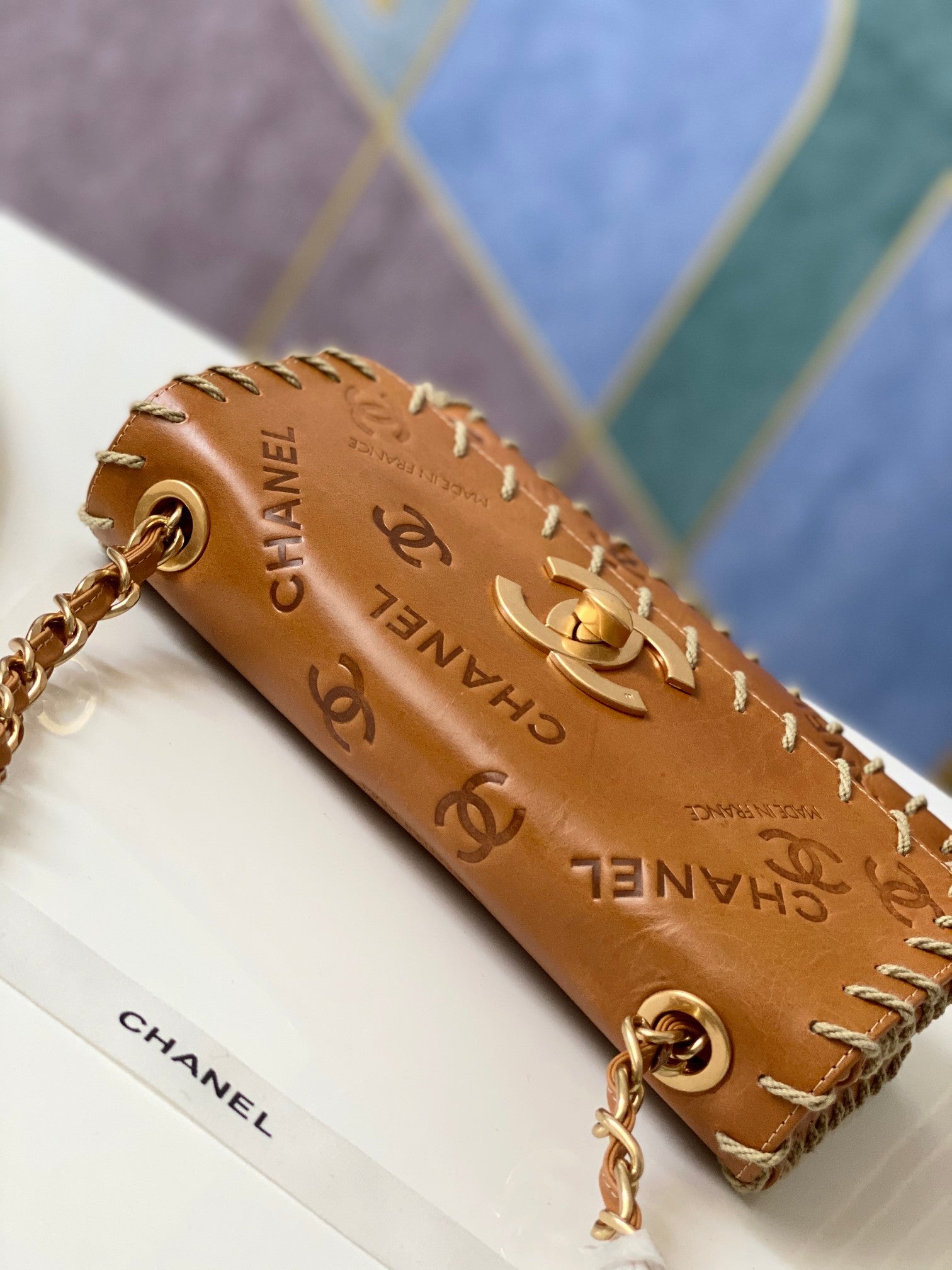 Chanel Vintage Resin Leather Chain Bag