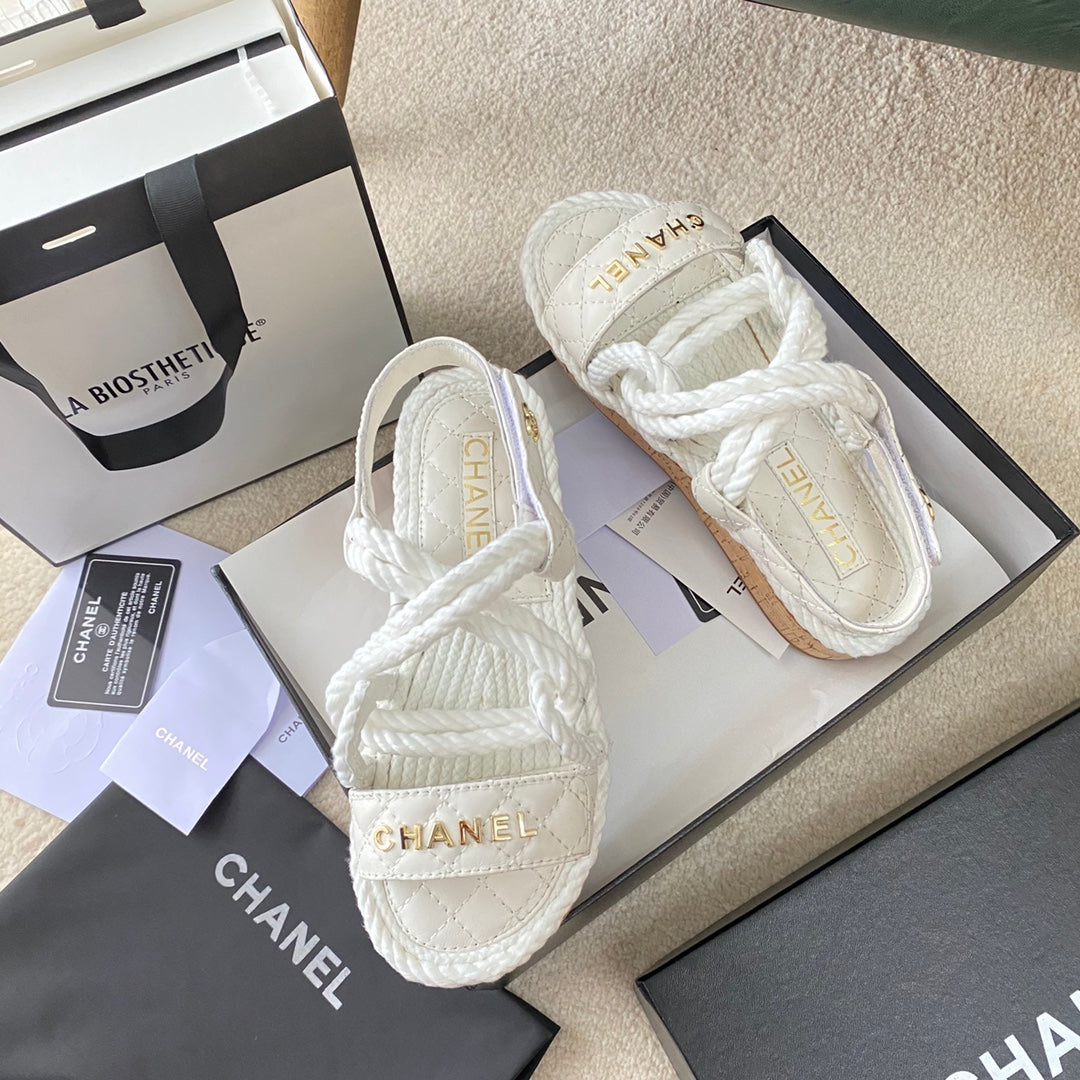Chanel Woven Velcro Sandals