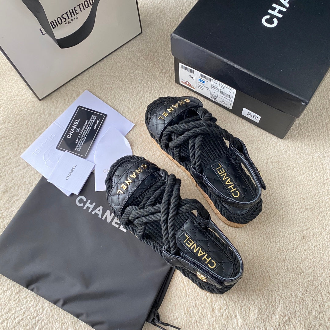 Chanel Woven Velcro Sandals
