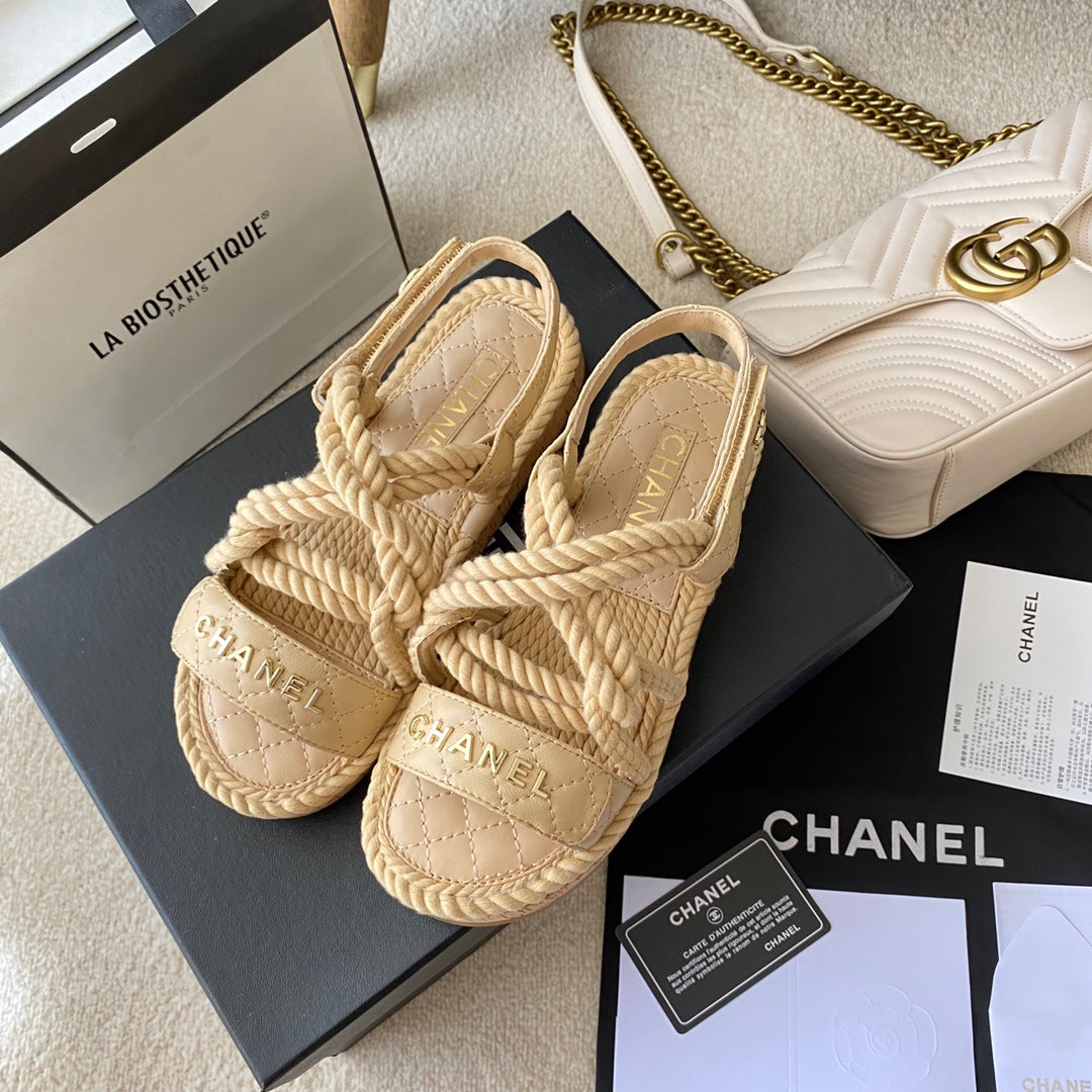 Chanel Woven Velcro Sandals