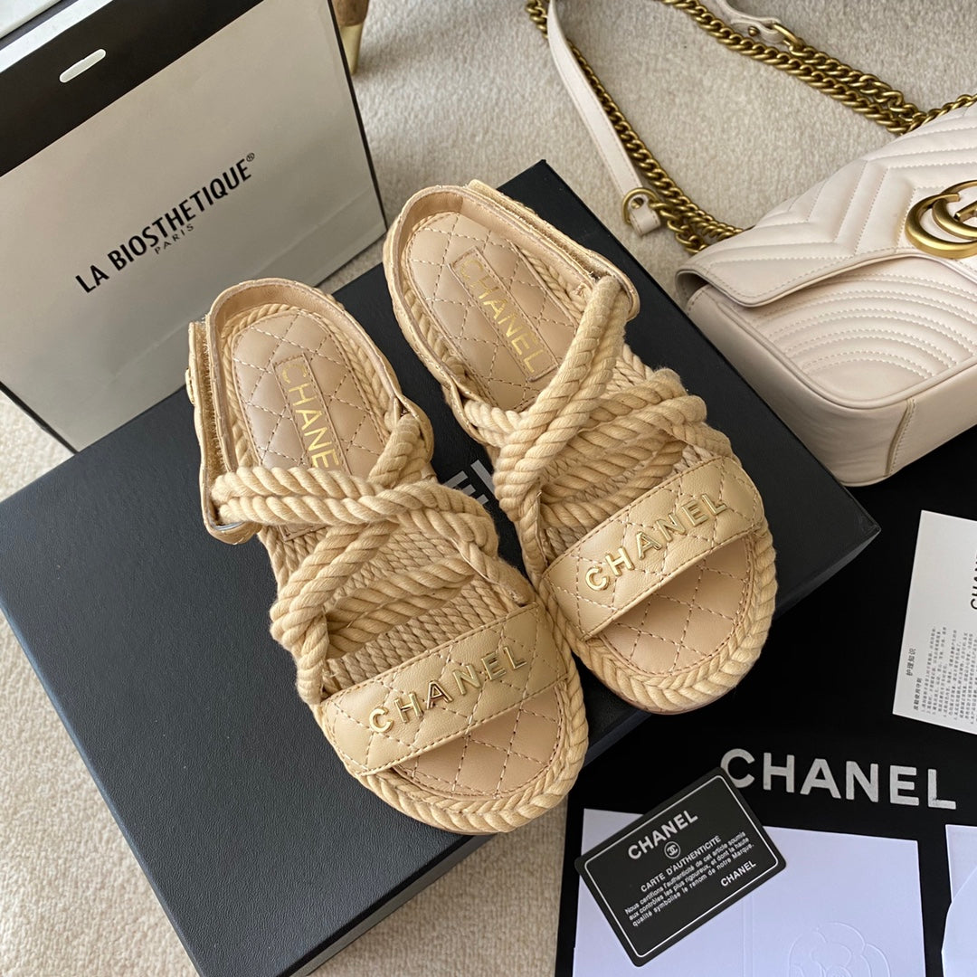Chanel Woven Velcro Sandals