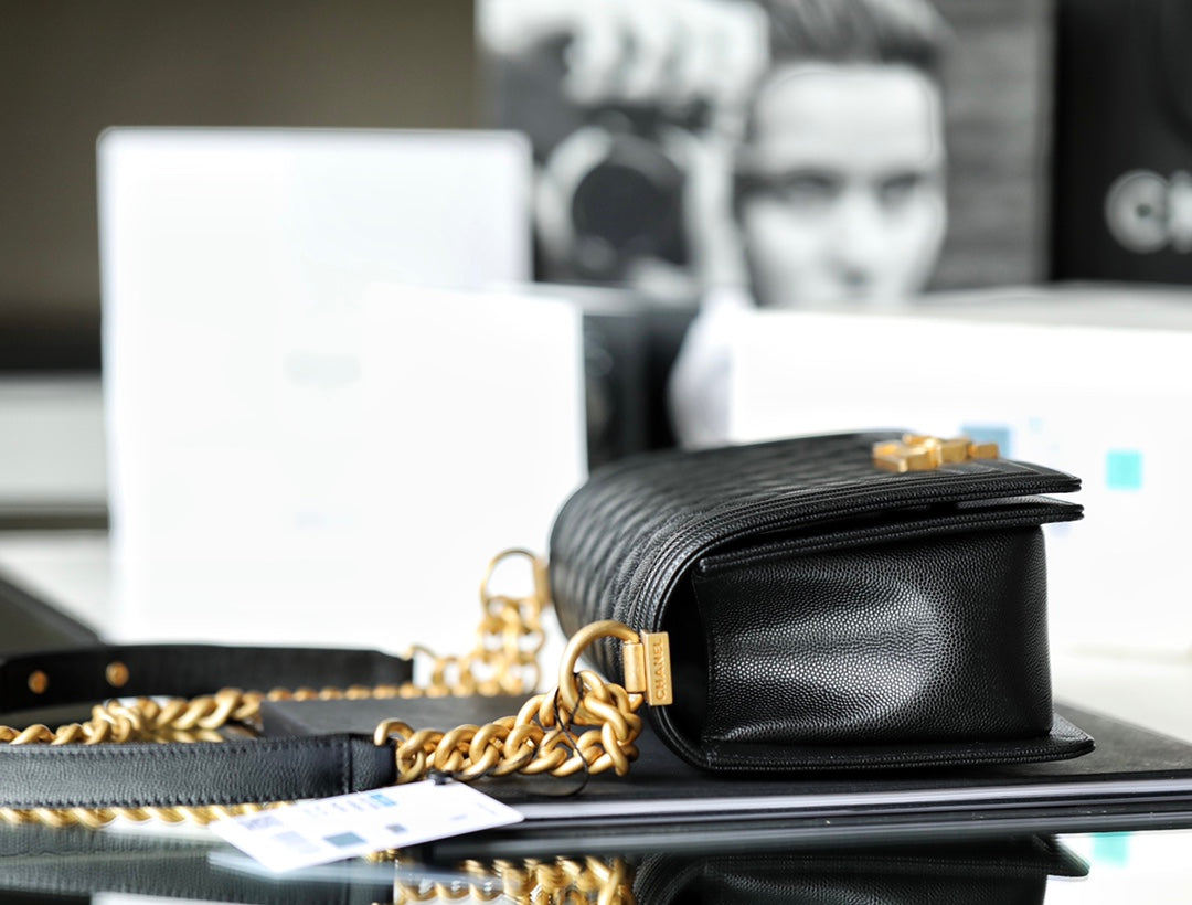 Chanel Leboy Bag – Black Caviar Leather with Gold Hardware