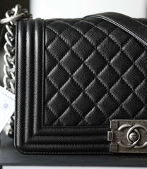 Chanel Leboy Bag – Black Caviar Leather with Diamond Quilting
