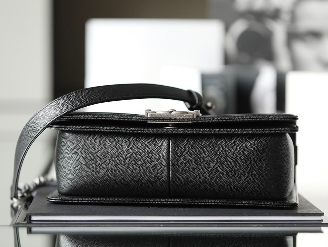 Chanel Leboy Bag – Black Caviar Leather with Diamond Quilting