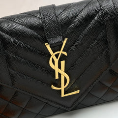 YSL Small Envelope Bag in Grained Embossed Quilted Leather