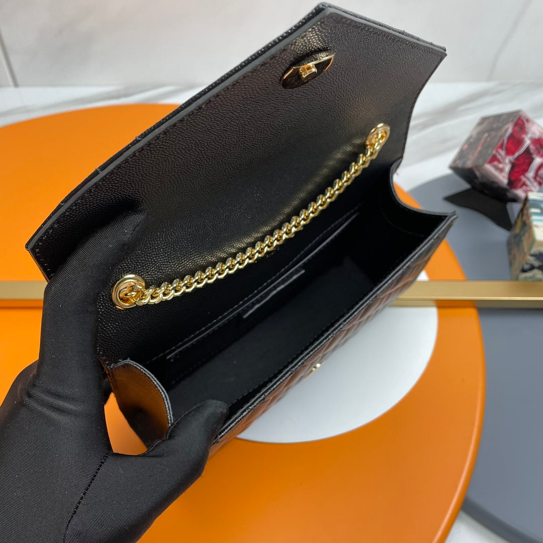 YSL Small Envelope Bag in Grained Embossed Quilted Leather