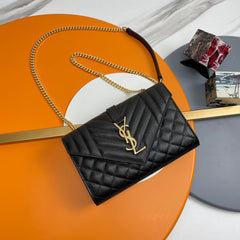 YSL Small Envelope Bag in Grained Embossed Quilted Leather