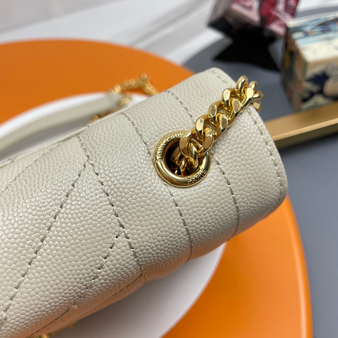 YSL Small Envelope Bag in Grained Embossed Quilted Leather
