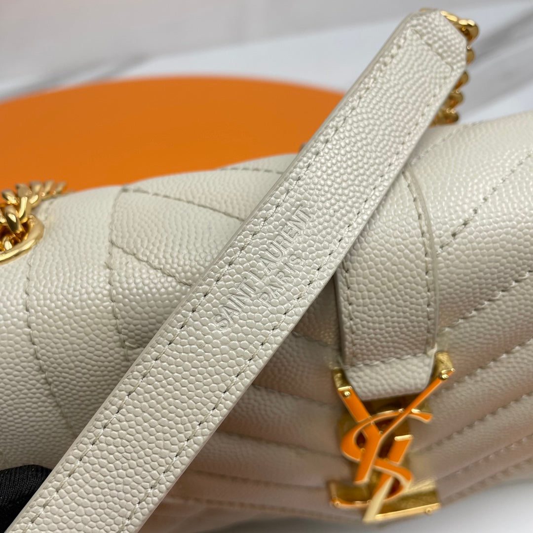 YSL Small Envelope Bag in Grained Embossed Quilted Leather