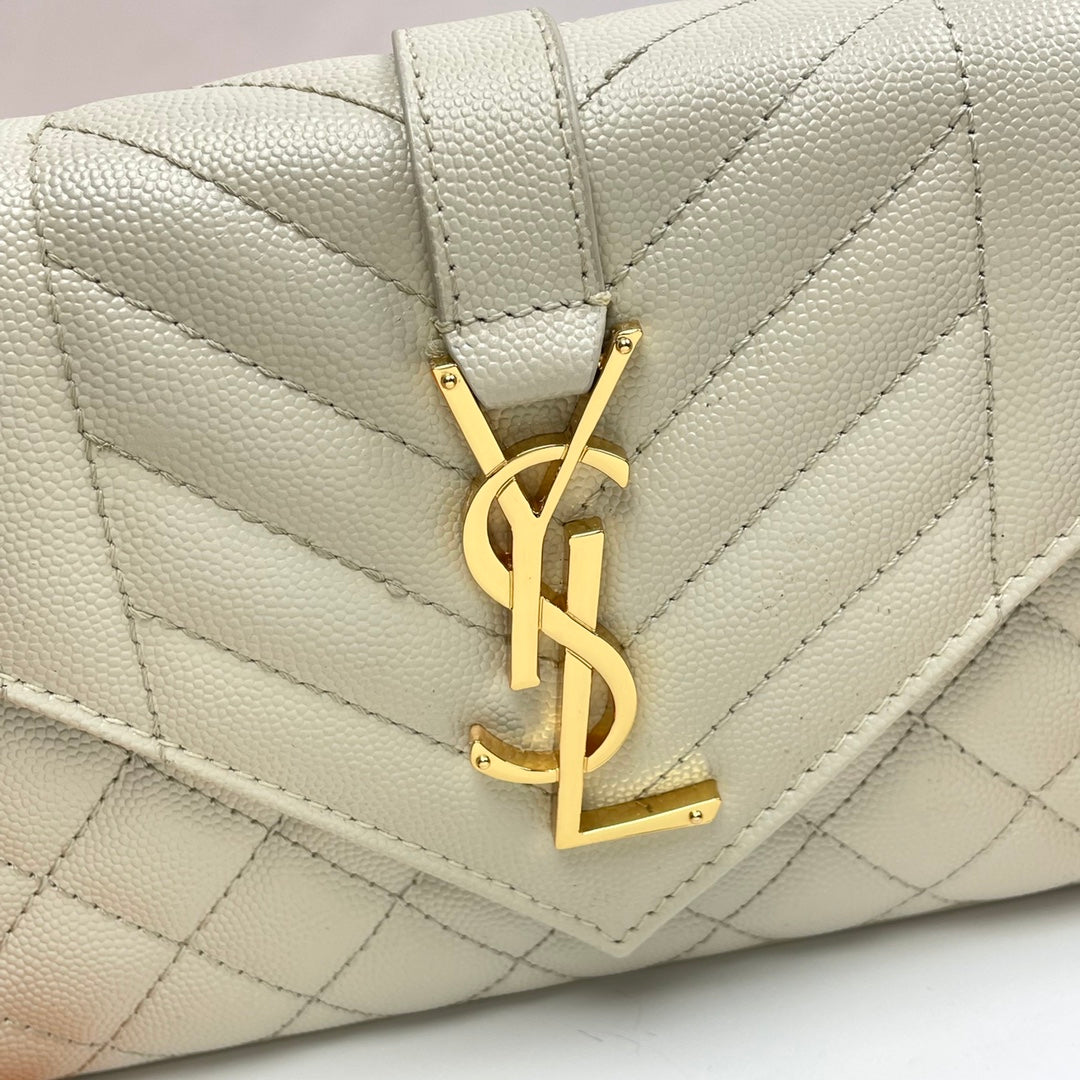 YSL Small Envelope Bag in Grained Embossed Quilted Leather