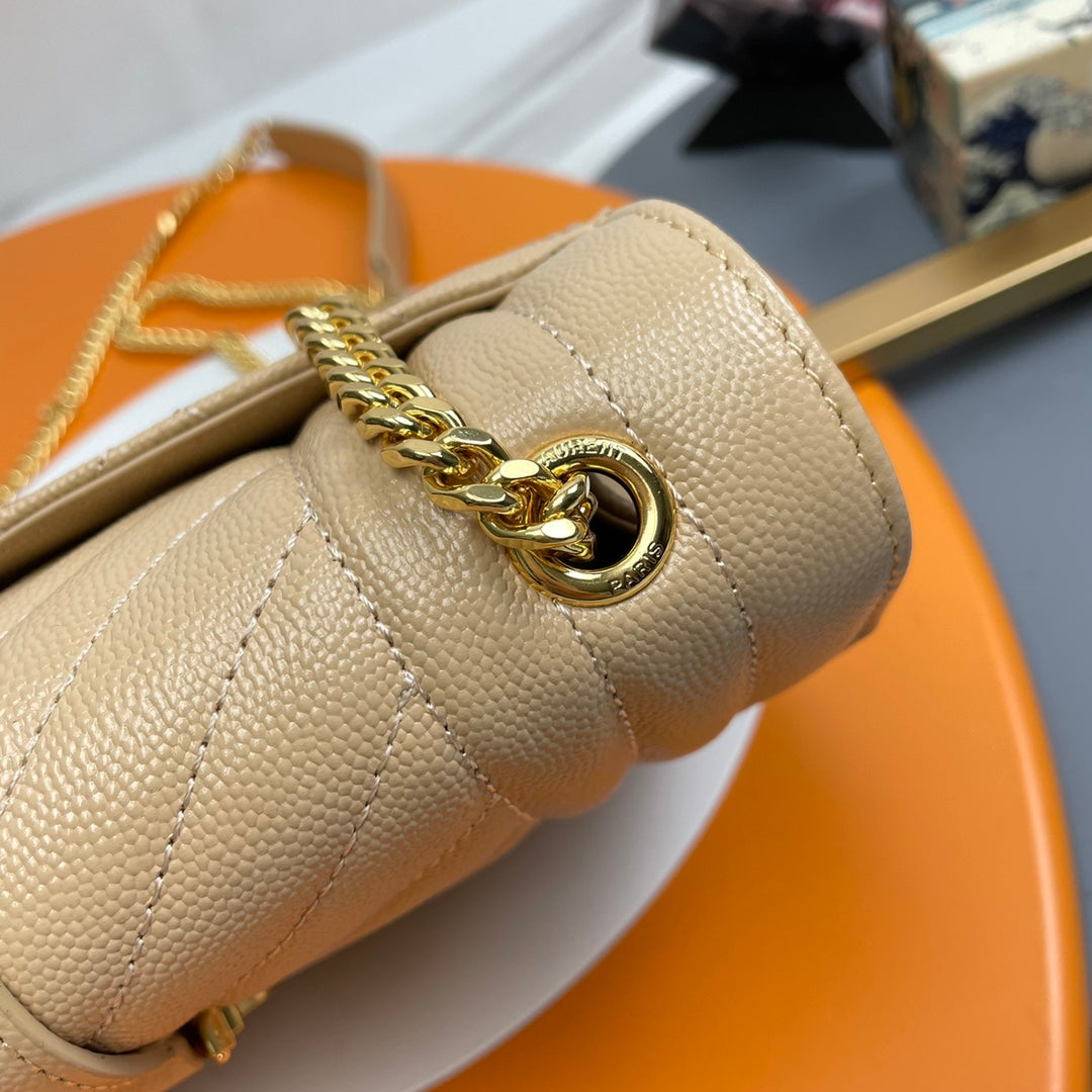 YSL Small Envelope Bag in Grained Embossed Quilted Leather
