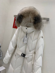 Moncler New Knee-Length Women's Down Jacket in White