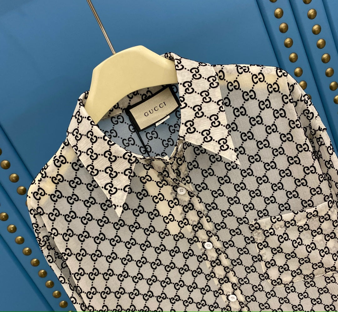 Gucci Flocked-Jacquard Double Wrinkle Shirt