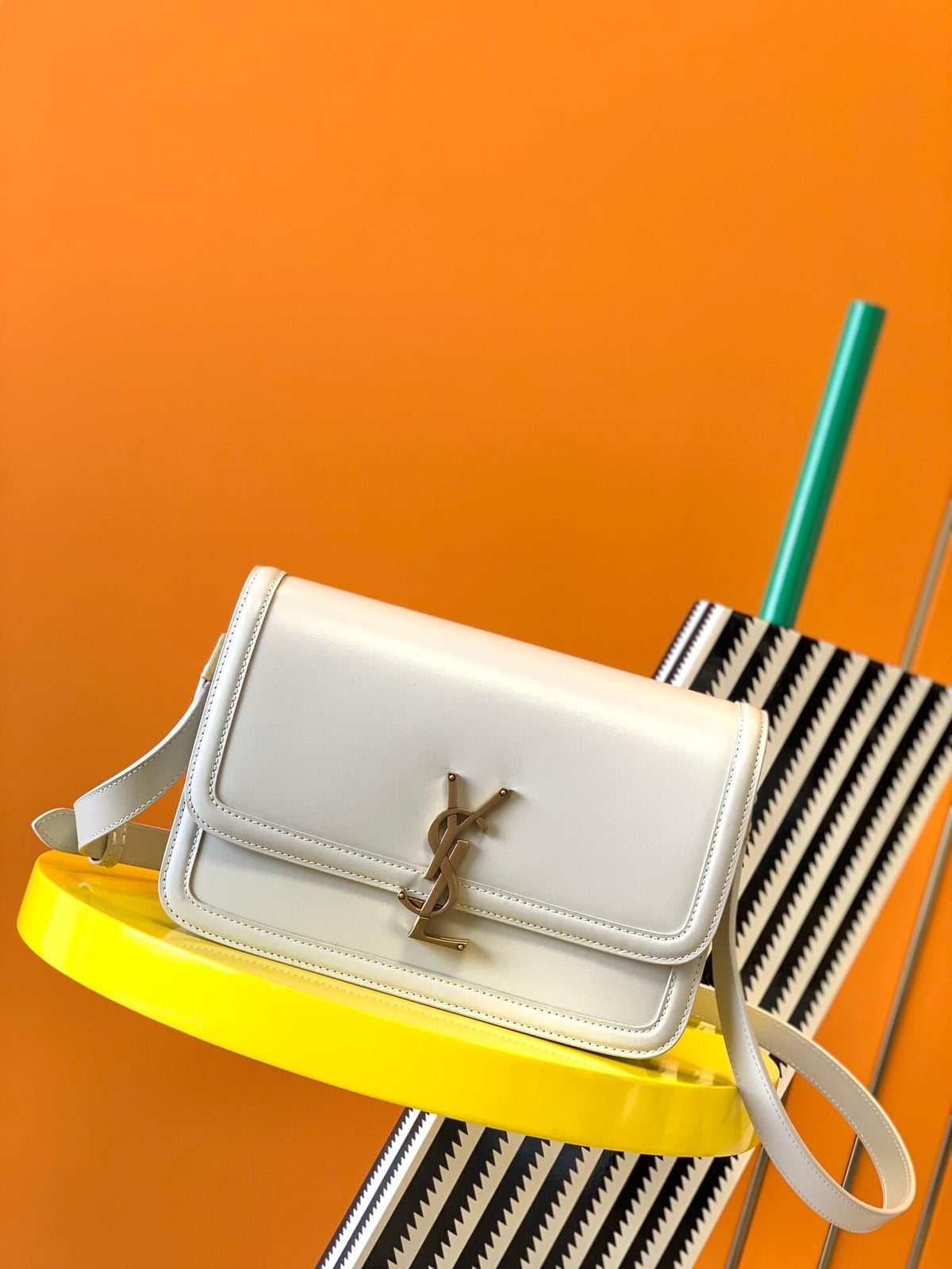 YSL Solferino Shoulder White Bag