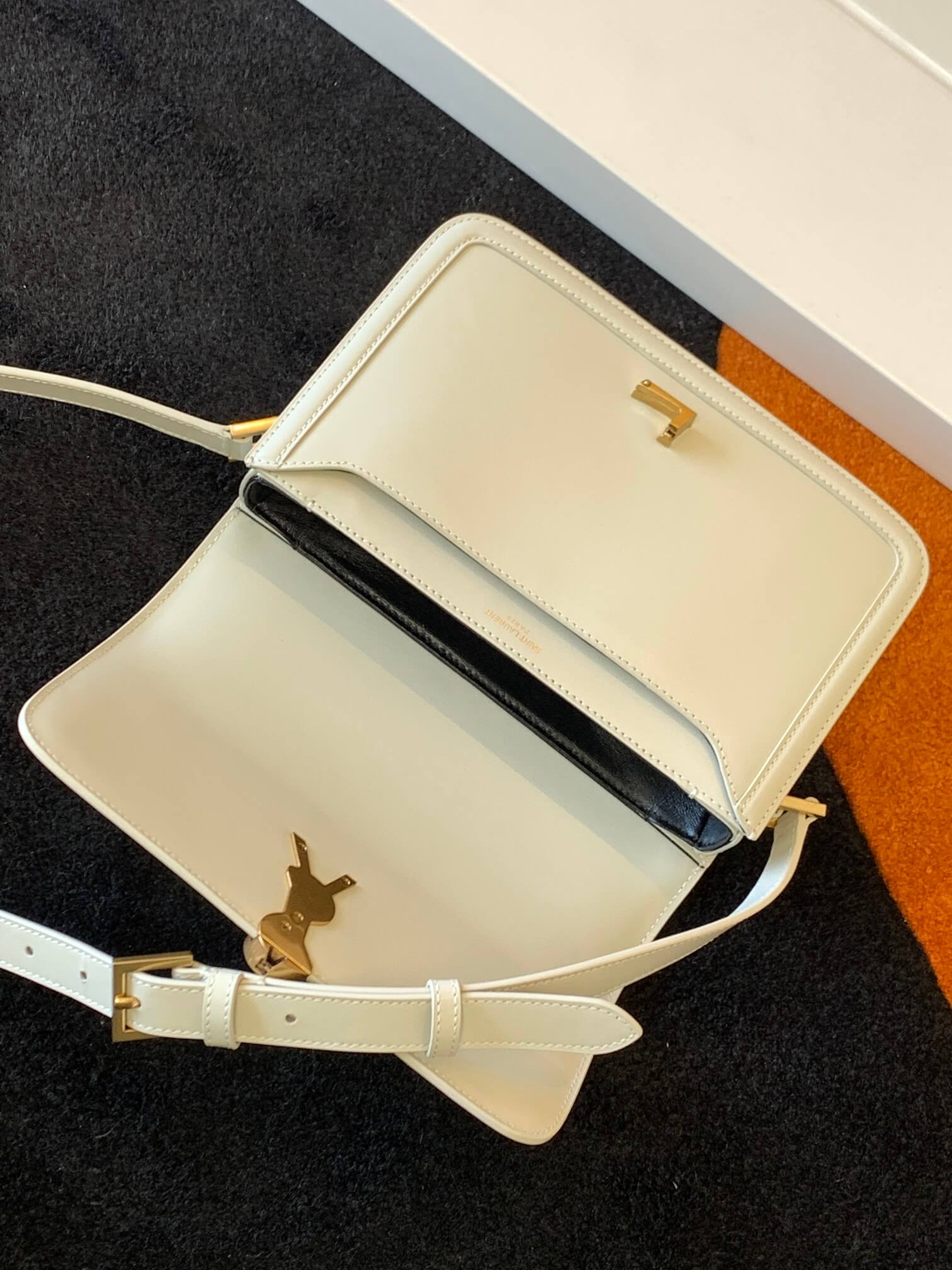 YSL Solferino Shoulder White Bag