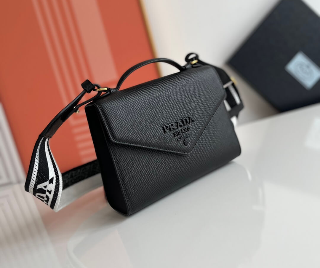 Prada Lettering Logo Tote Bag in Black
