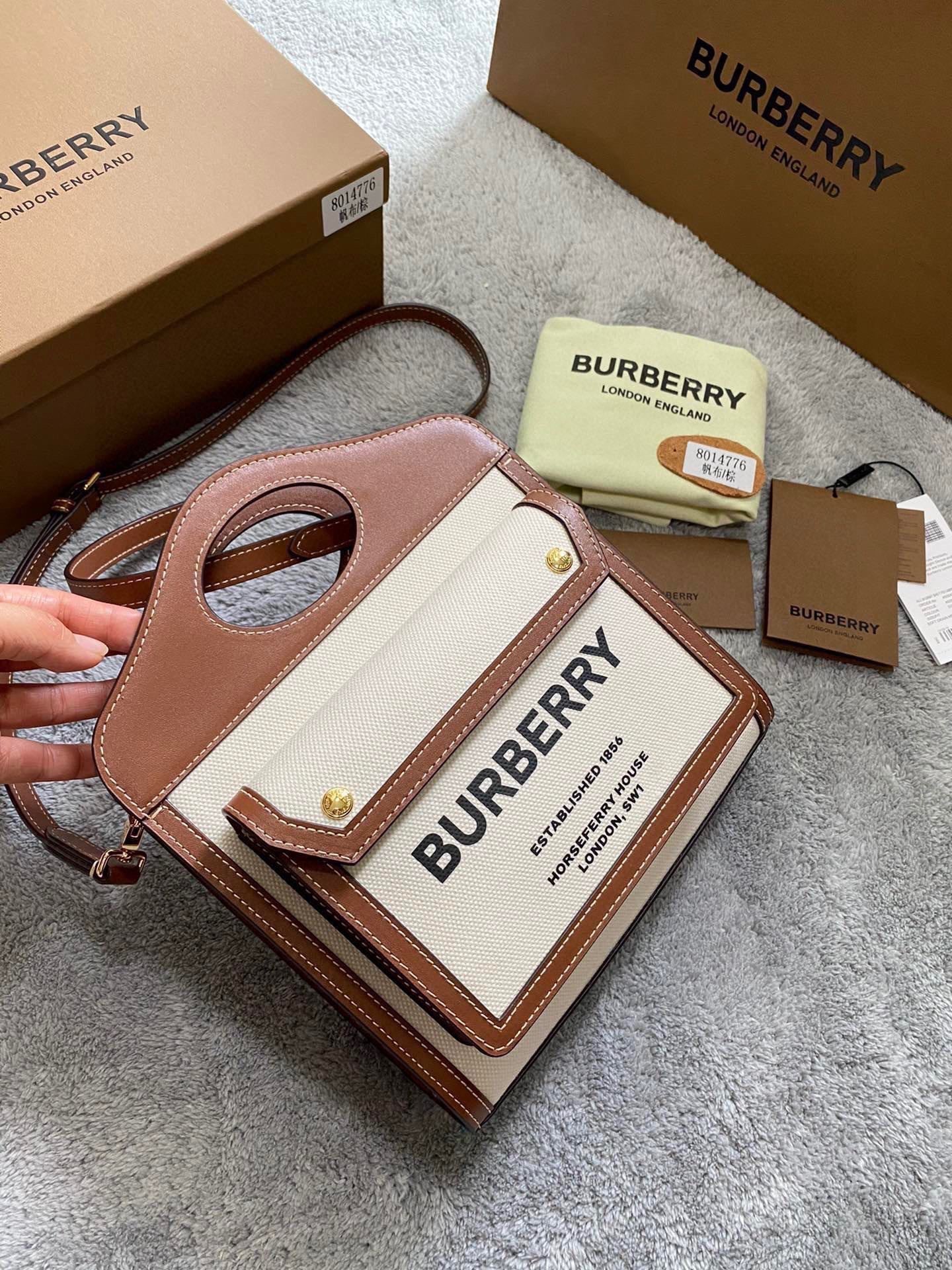 Burberry Canvas and Leather Pocket Bag