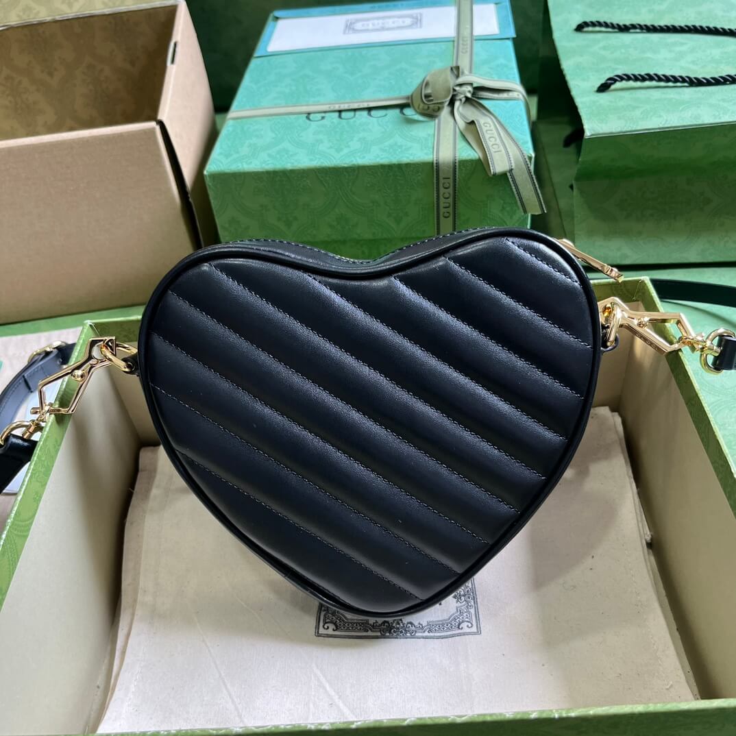 Gucci Interlocking G Mini Heart Shoulder Black Bag