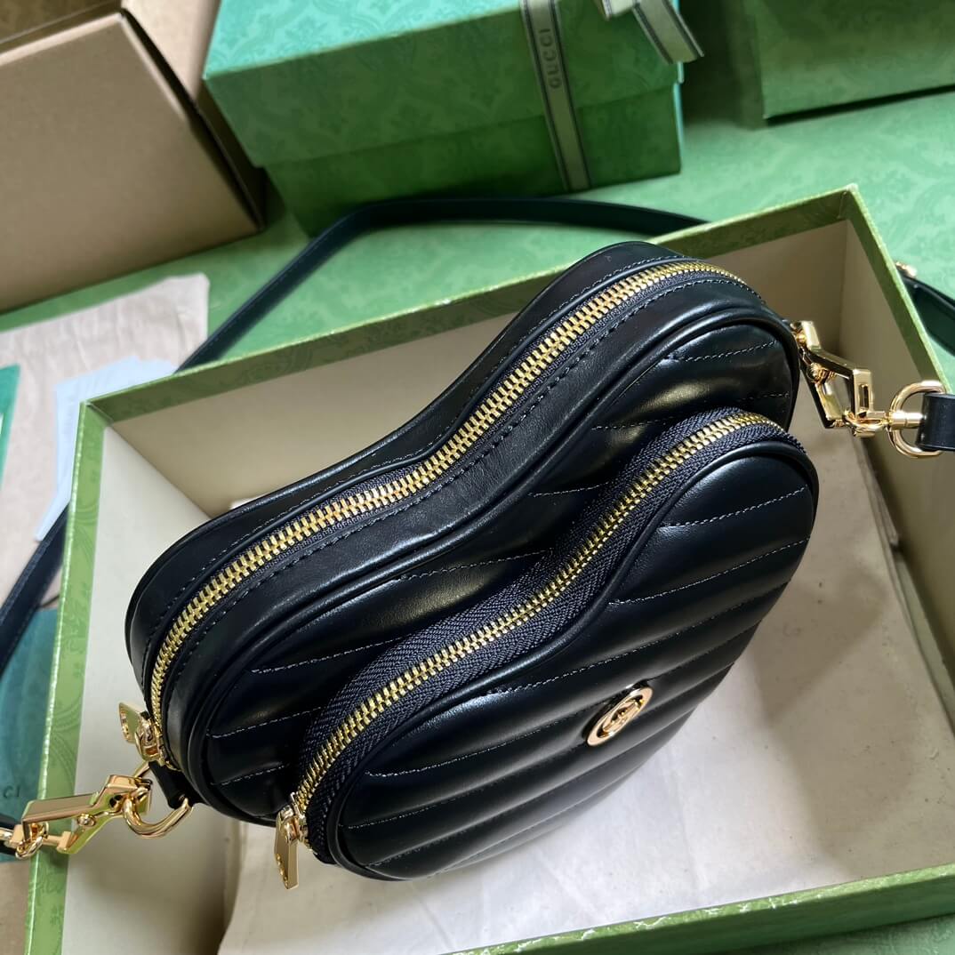 Gucci Interlocking G Mini Heart Shoulder Black Bag